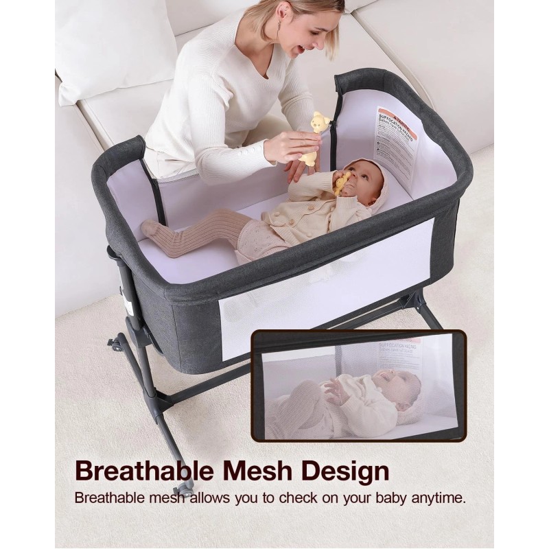 Larex Baby Bassinet, 3 in 1 Bassinets Bedside Sleeper for