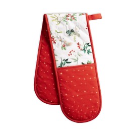 Maison d' Hermine Double Oven Mitts 100% Cotton 7"x35" Double Oven Mitt Heat Resistant BBQ Cooking Gloves with Loop, Baking, Grilling, Home, Kitchen, Handling Hot Pans (Noel)