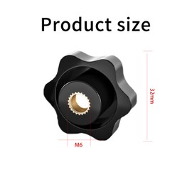 YOUZMY Pack of 6 Star Grip Nuts M6, Wing Nut M6, Knurled Screw Outer Diameter (32 mm) Knurled Grip Nuts, Star Grip Nut Internal Thread for Mechanical Engineering, Furniture and Fitness Equipment etc