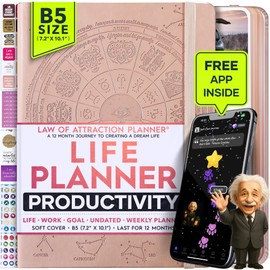 Law of Attraction Planner – Undated Hourly, Weekly & Monthly Goal Setting Planner, 12-Month to Increase Productivity | Life & Gratitude Journal, Include Foldable Vision Board, Gift Box & Stickers
