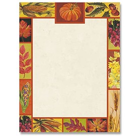 Paperdirect Autumns Beauty Collage Colorful Variety Fall Thanksgiving Theme Paper Stationery, Border Paper, Letterhead 8.5 x 11, 25 sheets, Elegant Premium Writing Paper, Decorative Printer Paper