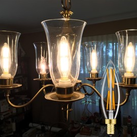 E12 LED Bulb 8W,100 watt Equivalent, Dimmable Candelabra Led Light Bulbs,Chandelier Light Bulbs 2700K Warm White,850lm Edison Bulb 4.85In,4-Pack.