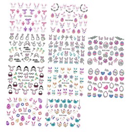 Healeved 10pcs Easter Decor Nail Stickers Manicure Paste Decals French Tip Kids Sticker Sheets for DIY