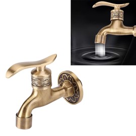 Generic Antique Faucet Brass Lever Handle Laundry Bathroom Wall Mount Washing Machine Faucet Outdoor Garden Hose Single Cold Tap Long