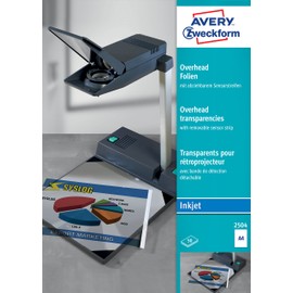 Avery Zweckform 2504 Overhead Projector Transparencies Clear 0.11 mm Coated Stackable with Removable Sensor Strip 50 Sheets