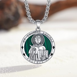 St Thomas Aquinas Necklace 925 Sterling Silver Thomas Aquinas Pendant Religious Necklace Religious Jewelry for Women Men