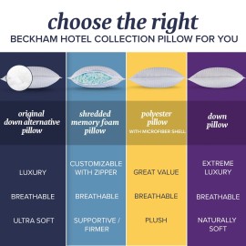 Beckham Hotel Collection Bed Pillows Standard / Queen Size Set of 2 - Down Al...