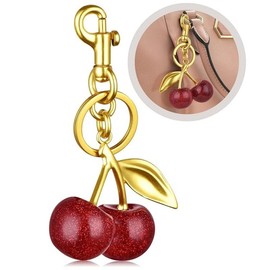 Cutest Cherry Keychain Fashion Cherry Bag Charm Bling Cherry Accessories for Women & Girl Gift, Stylish Accessories Gifts  for Birthday Christmas:_red