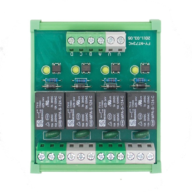 GAEYAELE 4 Channel Relay Module 1 SPDT DIN Rail Mount
