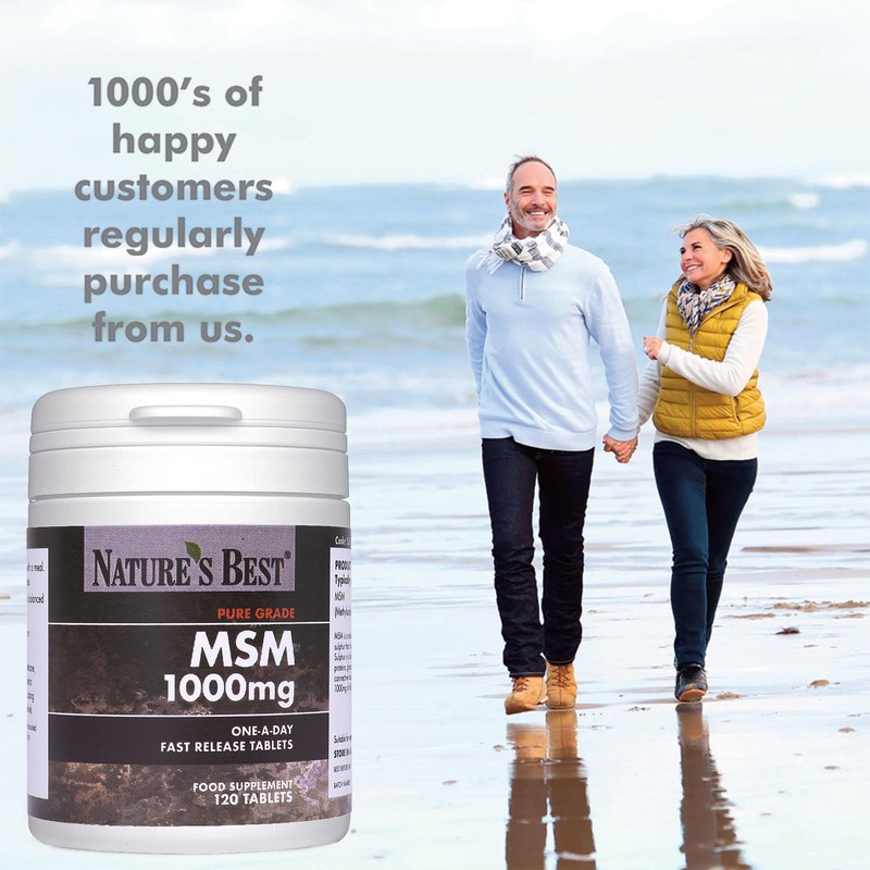 Pure MSM 1000mg Fast-Release Tablets - 120 Tablets, 1-a-Day for