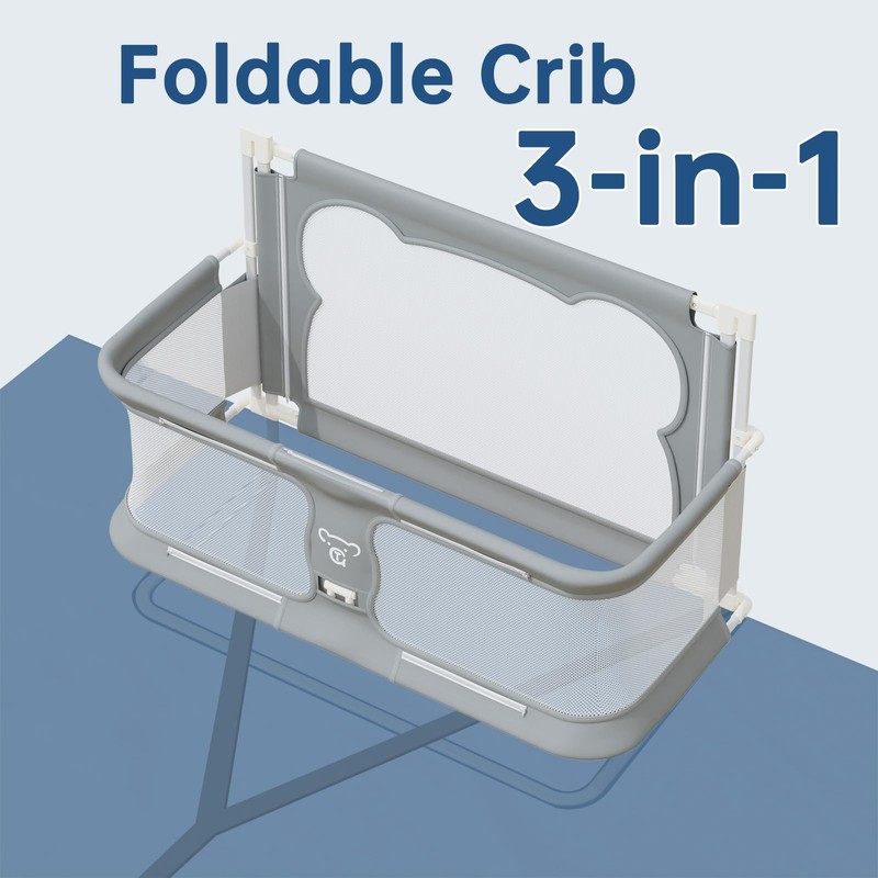 JWPEHOE 3 in 1 Baby Bassinet Bedside Sleeper Portable Crib,