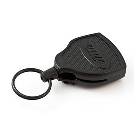 KEY-BAK SUPER48 HD 8oz. Locking Retractable Keychain, 48" Stainless Steel Cable, Black Polycarbonate Case, Steel Belt Clip, Oversized Split Ring
