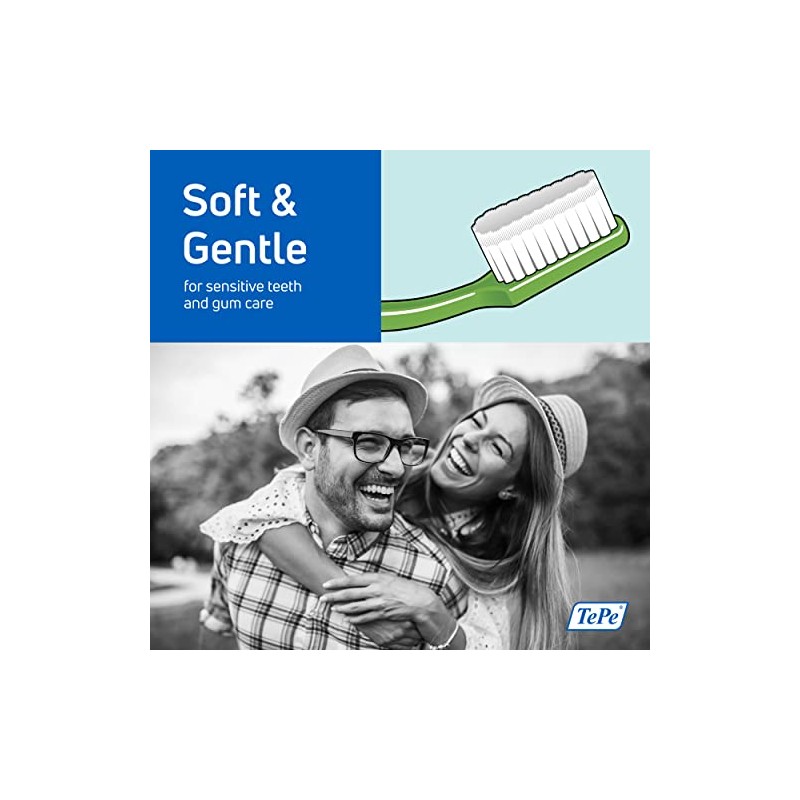 Cepillo de dientes TePe Supreme, Suave, 3 ud., eliminación de