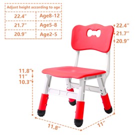 WHY TOYS Adjustable Kid Chairs Indoor 3 Level Adjustable Suitable for Children Age 2-6. Maximum load-bearing 220LBS Suitable for Family Classroom and Nursery Child Seat Set (2-Pack-Red)