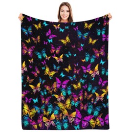 SARA NELL Butterfly Blanket, Beautiful Butterfly Throw Blanket for Women and Girls, Colorful Butterfly Blanket for Butterfly Lovers, Soft Cozy Butterfly Gifts Blanket for Christmas Birthday,50"x60"