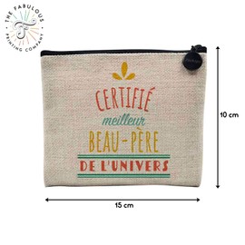 Linen Bag - Certified Best Colleague Family Mum Party Celebration Idea - Linen Look Cosmetic Bag - Toiletry Bag - Purse, Beau Pere, Cosmetic bag