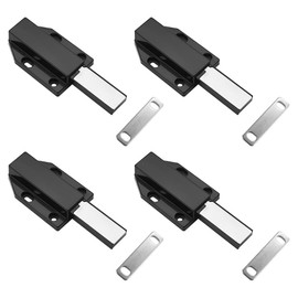 Namvo 4 Pack Push To Open Door Catches Magnetic，Black Cupboard Latch Release For Kitchen, Large Wardrobe