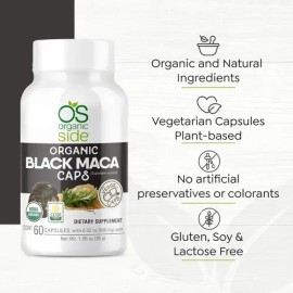 Maca Negra Orgánica 60 Cápsulas Raíz De Perú Organic-side Sabor Natural