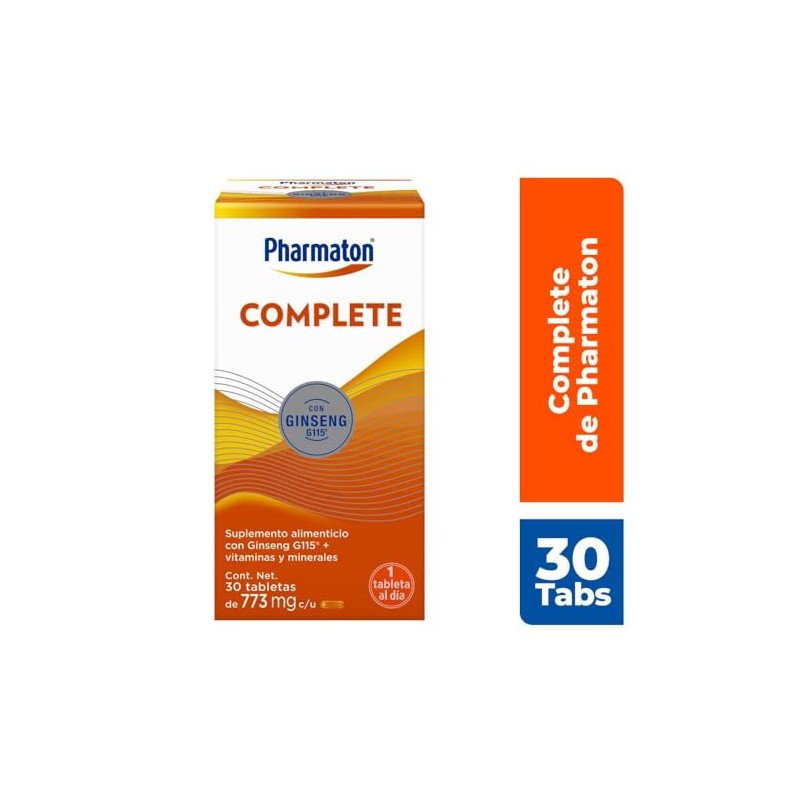 Pharmaton Complete suplemento alimenticio, Gingsen G115+ vitaminas, 30tabs