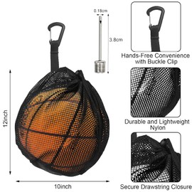 JCUQGDOO Ball Net 1 Ball Basketball Bag, Basketball Bag, Basketball Bag, Ball Mesh Bag with Drawstring, Portable Foldable Net Bags for Football, Tennis