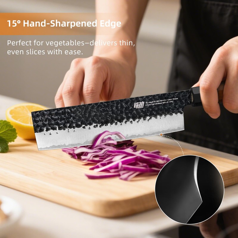 FINDKING Dynasty Series Japanese Nakiri Knife, Professional Vegetable Cleaver, 9Cr18MoV