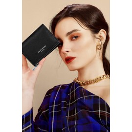 David Jones - Women's Small Wallet PU Leather - Wallet Woman Elegant - Card Holder Wallet with Coin Compartment and Zip - Practical Compact Everyday - Black