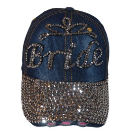 Popfizzy Bride Hat, Bling Bride Baseball Cap, Rhinestone Hat for Bachelorette Party, Denim Bride Apparel, Fancy Bride Accessories, Great Gift for Bride, Honeymoon Baseball Hat