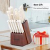 MDHAND 15 Pcs Professional Kitchen Knife Set with Block Wooden