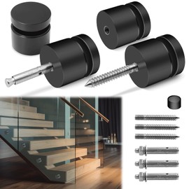 LukLoy 4Pack Heavy Duty SS304 Glass Railing Standoff, Large 2" Diameter Solid Glass Railing Hardware Pin for Balcony, Balustrade, Stair, Indoor & Outdoor, Not for Coastal Use, Matte Black