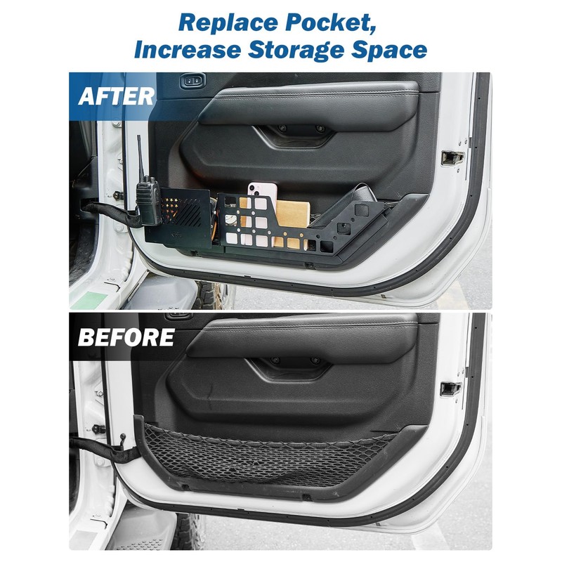 JOYTUTUS Front Door Storage Box Pockets Compatible with 2018-2023 Wranlger