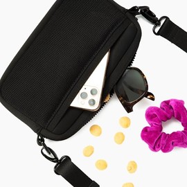 Lucy & Co. Crossbody Treat Bag, Pet Treat Pouch, Fanny Pack, Shoulder Bag, Wear 3 Ways, Hidden Poop Bag Dispenser, Zip Treat Pocket, Phone Pocket, Dog Accessories (Black)