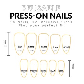 Lilbitty 24 Piece Press On Nails Set, Artificial Nails with Design, Long-Lasting and Reusable, Nail Art for New Year's Eve, Wedding and Everyday Use
