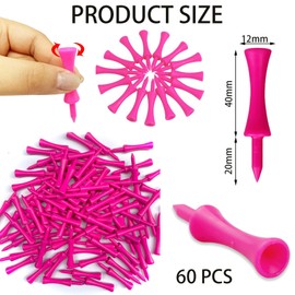 JYNARIX 60 PCS Pink Golf Tees, Pink Golf Tees 57mm Pink Castle Tees Long Short Durable Portable Professional for Golfer Practice, Long Short Durable Portable Professional for Golfer Practice