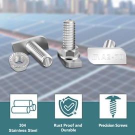 20 Pcs Hammer Head Bolt T Screw, M8*20/M8*25 T Slot Nuts, 304 Stainless Steel Greenhouse Nuts and Bolts, Hammer Head Screws with Locking Tooth Nuts for PV Solar mounting rails, stand aluminium profil