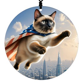 Siamese Cat Christmas Ornament - Hanging Home Decor Featuring Super Hero Themed Graphic - 2025 Acrylic Disc Decoration For Tree - Unique Cat Lover Gift From Cranberry Collective