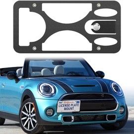 No Drill Front License Plate Bracket Compatible with Mini Convertible (F57) 2014-2021, Anti-Theft No Drill Front Tow Hook License Plate Holder Waterproof Replacement Frames Accessories