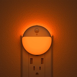 YUNLEX Amber Motion Sensor Night Lights Plug into Wall, 2 Pack