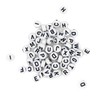 Arbee Alphabet Beads, 7 mm Size, White/Black