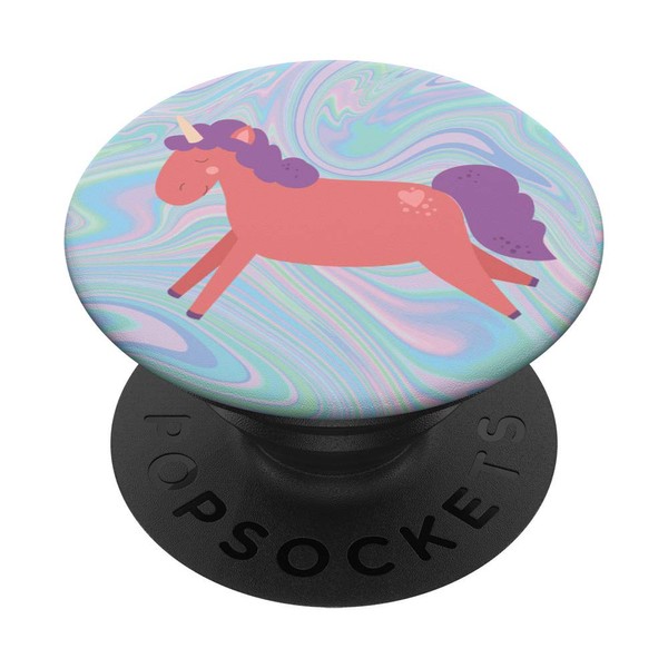 Pretty Cute Unicorn Pink Purple Eyes Closed On Pastel Swirl