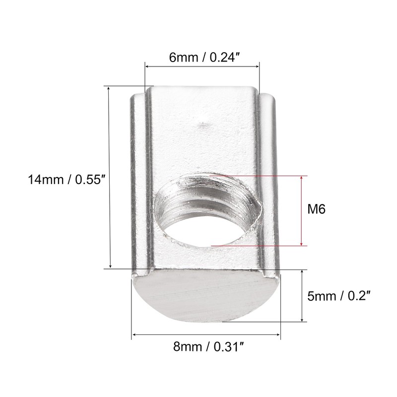 sourcing map M6 T Slot Nuts Roll in Spring T-nut