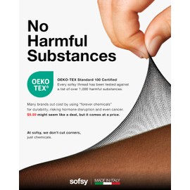 sofsy Italian-Made 20 Den Nude Stockings | Sheer Thigh High Tights for Women under Dress | Anti-Slip, Black Back Seam Design - Medium/Large