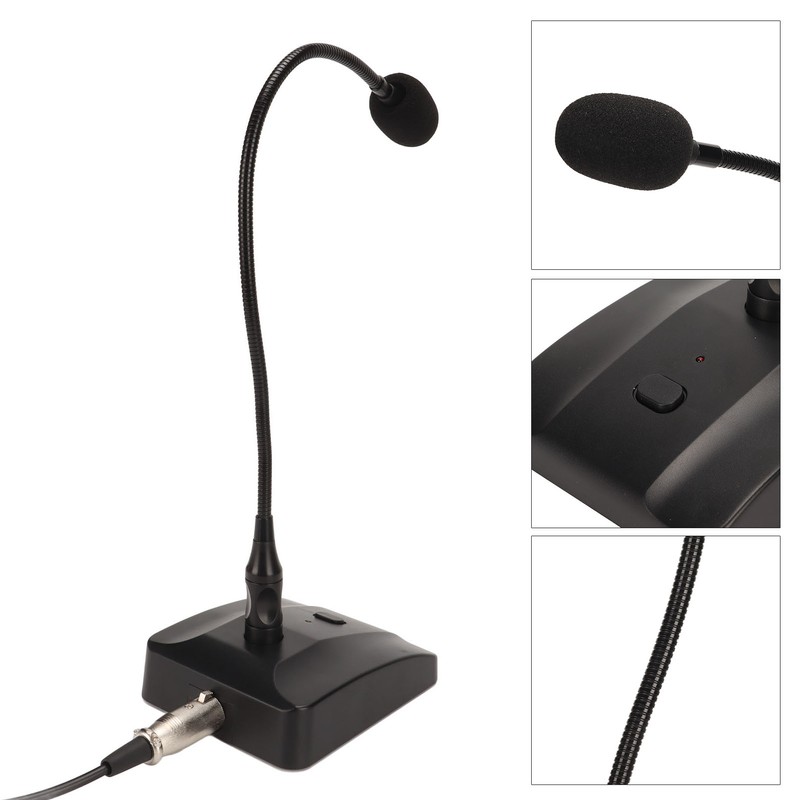 Gooseneck Condenser Microphone Professional 6.35mm Desktop Wired Microphone for Broadcasting