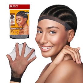 RED by Kiss 5 PCS HD Invisible Wig Caps for Women Men, Ultra Stretchy Thin Stocking Sheer Breathable Nylon Comfortable for Lace Front Wig, One Size Fits All (BLACK)