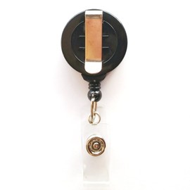 Radioactive Symbol Zombie Radiology ID Card Name Tag Custom Retractable Badge Reel Lanyard Badge Holder (Black Badge Reel with Belt Slide Clip)