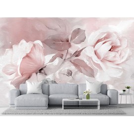 Wmjurel Rose Leaves Oil Painting Wallpaper, Large Wall Background Mural for Bedroom and Living Room(Non-self-Adhesive)