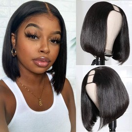 Glueless Short Bob Wig U Part Bob Wig 12 Inch Glueless Wig Human Hair Brazilian Wigs Human Hair Wig for Women Black Wigs 100% Brazilian Real Hair