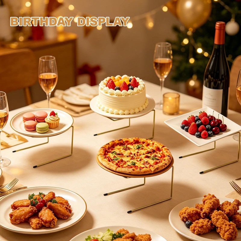 Pizza Stand, 2 Tier Pizza Rack for Party, Brass Metal