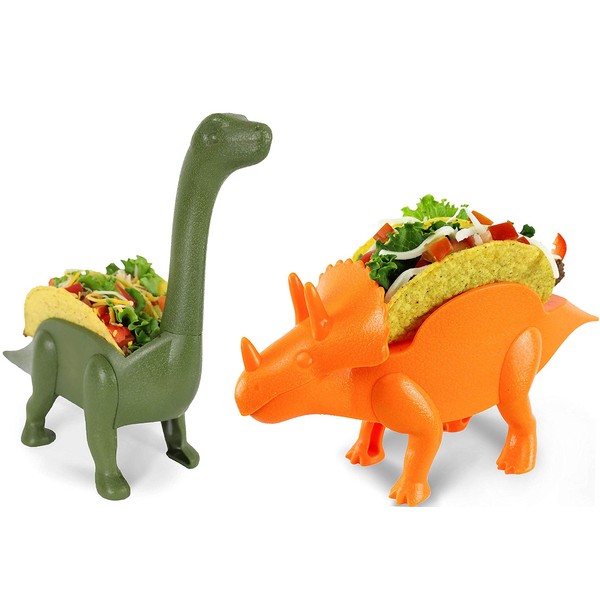 Penko Herd Pack (Pack of 2) Dinosaur Taco Holder Ultrasaurus and Triceratops (Each holds 2 tacos) 4 Tacos Birthdays Lunch Dinner (For adults and kids alike) Taco Party Grubkeepers