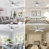 POCHFAN 42 Inch Brushed Nickel Ceiling Fans with Lights and