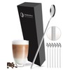 JODORA Design Latte Macchiato Spoon 19 cm - 6 Long Spoons Matte Silver - High-Quality Coffee Spoon Long Made of Rustproof Stainless Steel - Sturdy Ice Cream Spoon Dishwasher Safe